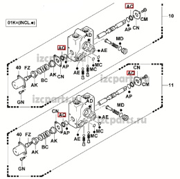 картинка Уплотнение штока секции гидрораспределителя Toyota от магазина IZC