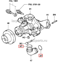 картинка О-кольцо 34.5х3 патрубка водяной помпы от магазина IZC